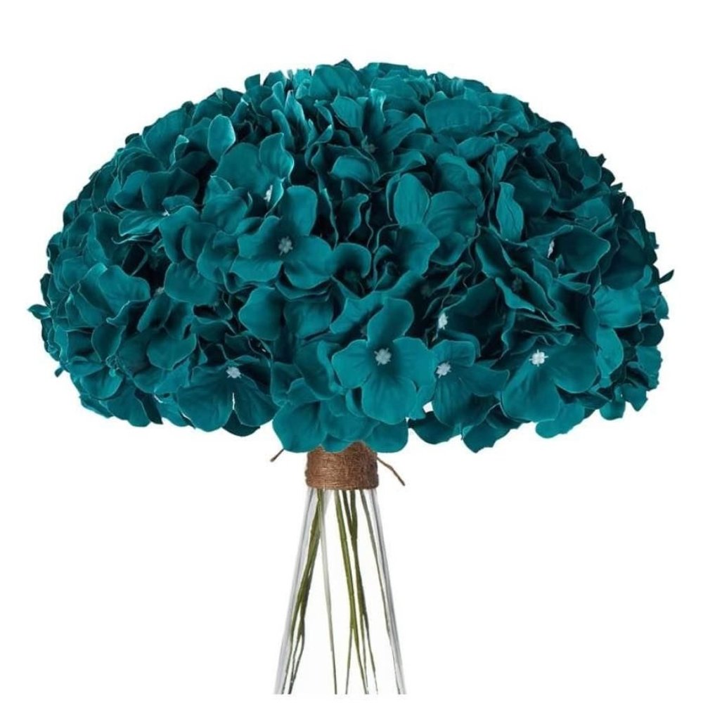 10 Pack | Emerald Green Hydrangeas Flowers Wedding Bouquet Floral Centerpiece - Picture 3 of 4
